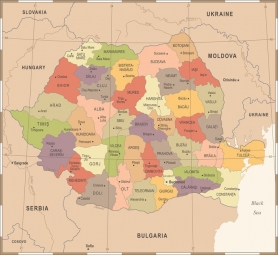  Magnetická mapa Rumunska, vintage, farebná
