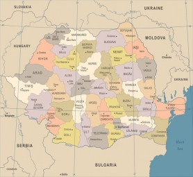  Magnetická mapa Rumunska, vintage, detailná