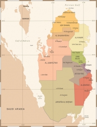  Magnetická mapa Kataru, vintage, farebná