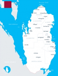  Magnetická mapa Kataru, detailná, bielo-modrá