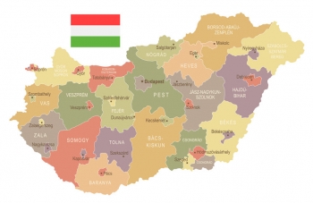  Magnetická mapa Maďarska, vintage, farebná