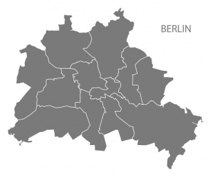  Magnetická mapa Berlína, ilustrovaná, šedá