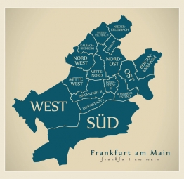  Magnetická mapa Frankfurte, ilustrovaná, modrá