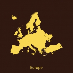  Magnetická mapa Európy, ilustrovaná, žlto-hnedá