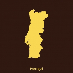  Magnetická mapa Portugalska, ilustrovaná, žlto-hnedá