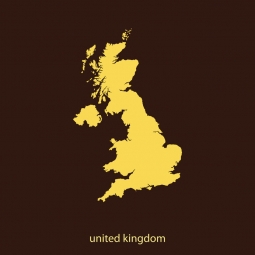  Magnetická mapa Veľkej Británie, ilustrovaná, žlto-hnedá