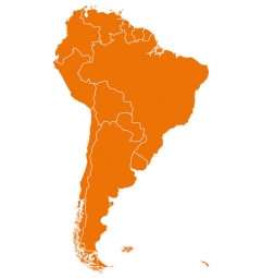  Magnetická mapa Južnej Ameriky, ilustrovaná, oranžová