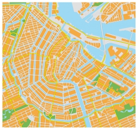  Magnetická mapa Amsterdamu, detailná, bez popiskov