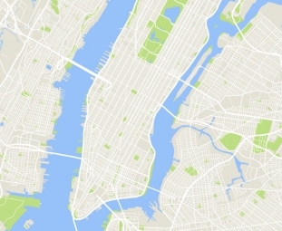  Magnetická mapa New yorku, detailná, bez popiskov
