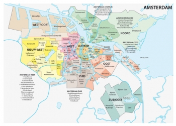  Magnetická mapa Amsterdamu, administratívna, farebná