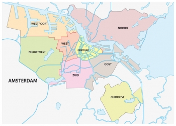  Magnetická mapa Amsterdamu, administratívna, farebná