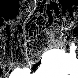  Magnetická mapa Nice, ilustrovaná, čierno-biela