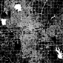  Magnetická mapa Oklahomy, ilustrovaná, čierno-biela