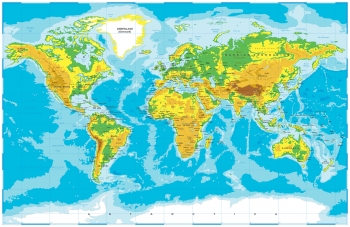  Magnetická mapa sveta, geografická, farebná