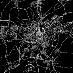  Magnetická mapa Luxembourgu, ilustrovaná, čierno-biela