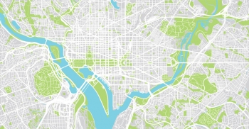  Magnetická mapa Washingtonu, ilustrovaná, farebná