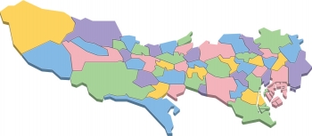  Magnetická mapa Tokia, ilustrovaná, farebná