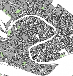  Magnetická mapa Benátok, ilustrovaná, zeleno-šedá