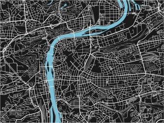  Magnetická mapa Prahy, ilustrovaná, čierno-modrá