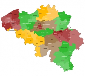  Magnetická mapa Belgicka, ilustrovaná, farebná