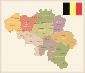  Magnetická mapa Belgicka, ilustrovaná, farebná