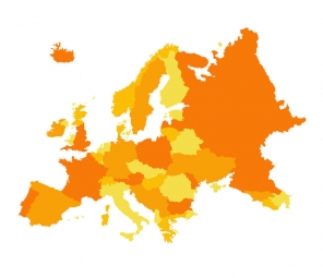  Magnetická mapa Európy, ilustrovaná, oranžová