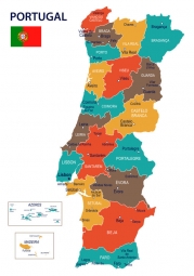 Magnetická mapa Portugalska, ilustrovaná, farebná