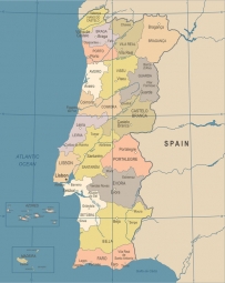  Magnetická mapa Portugalska, ilustrovaná, farebná