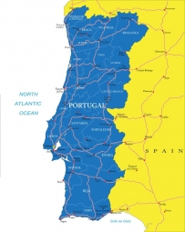  Magnetická mapa Portugalska, administratívna, modrá