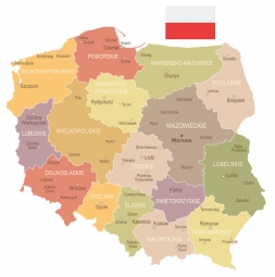  Magnetická mapa Poľska, ilustrovaná, farebná
