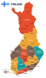  Magnetická mapa Fínska, ilustrovaná, farebná