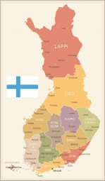  Magnetická mapa Fínska, ilustrovaná, farebná