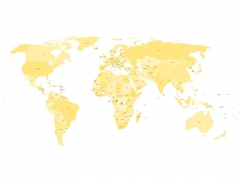  Magnetická mapa sveta, ilustrovaná, žltá