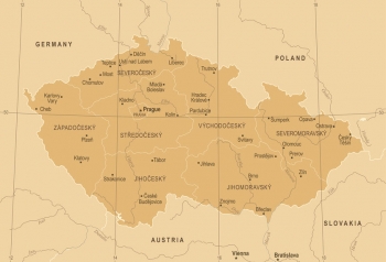  Magnetická mapa Česka, vintage, béžová