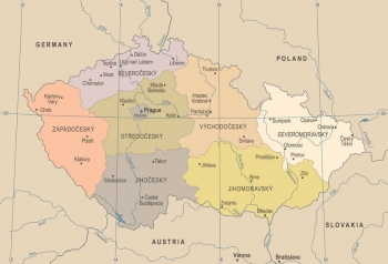  Magnetická mapa Česka, vintage, detailná
