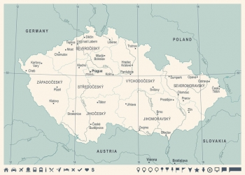  Magnetická mapa Česka, detailná, bielo-modrá