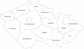  Magnetická mapa Česka, administratívna, biela