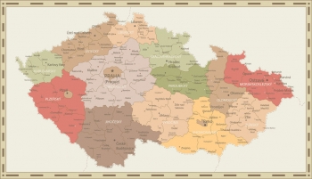  Magnetická mapa Česka, ilustrovaná, detailná
