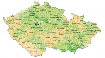  Magnetická mapa Česka, geografická, farebná