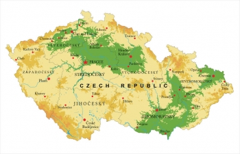  Magnetická mapa Česka, geografická, farebná