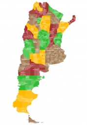  Magnetická mapa Argentíny, administratívna, farebná