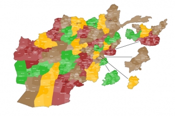  Magnetická mapa Afganistanu, administratívna, farebná